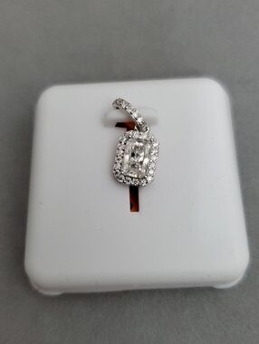 Clear Crystal Halo Pendant Necklace in Silver Tone